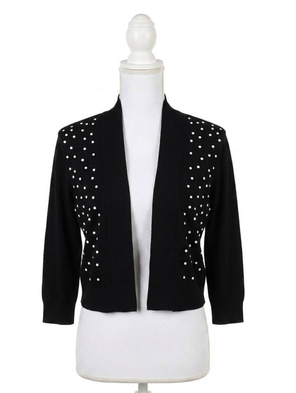 RN Studio By Ronni Nicole  Black Cardigan with White Polka Dots M